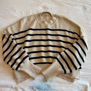Women's Striped Sweater - Black and Cream